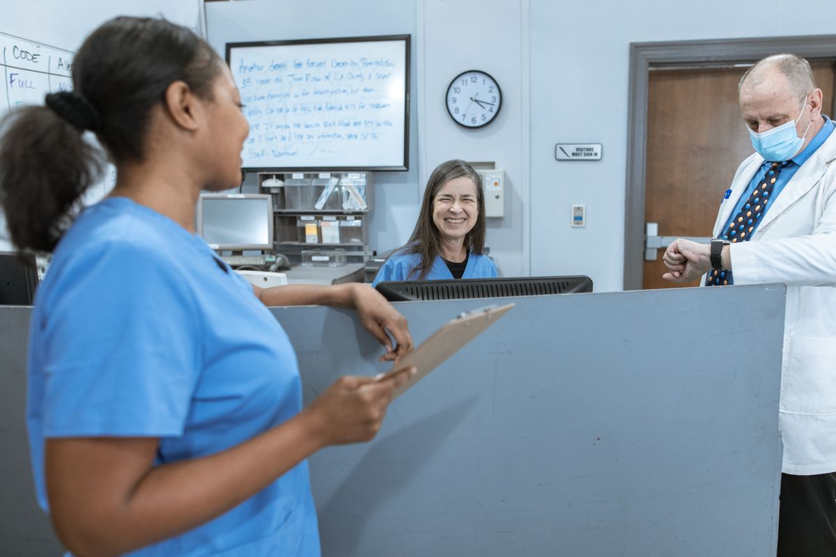 Professional healthcare staff working together